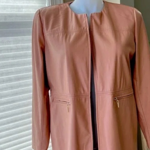 Elegant Chico's Blush Pink Women's Faux Leather Jacket Size 2 W14-16 NWOT - Picture 5 of 11